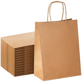 YEEHAW Brown Paper Bags with Handles Bulk 8"x4.5"x10.8" 100Pcs Gift Kraft Bags Medium Size, Brown Craft with Handles, Gifts Bag Bulk, Suitable for Retail, Party, Shopping, Merchandise