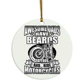 eden tee Funny Beard Awesome Dad Beard Tattoos and Motorcycles Christmas Ornament