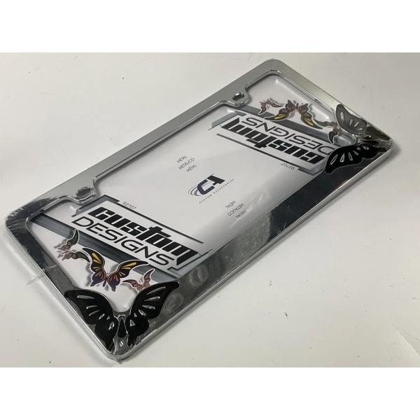 Custom Accessories 92707 Chrome Butterfly Design License Plate Frame