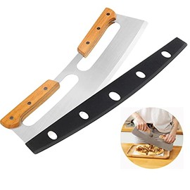 14 In Pizza Cutter Rocker Blade Sharp Stainless Steel Rocker Knife Pizza Slicer Knife with Protective Cover, with Stainless Steel Pie Server Pizza Sever (Pizza Cutter+Pizza Server)