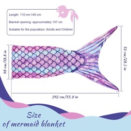 FainFun Mermaid Tail Blanket, Warm Mermaid Blanket Girls, Anti-Kick Quilt, Mermaid Blanket Fin, Mermaid Gifts Cuddly Blanket Suitable as a Gift (Purple)