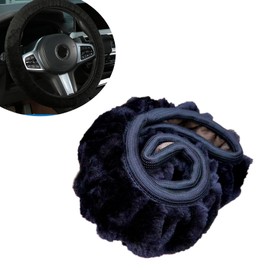 NGHEY Car Elastic Steering Wheel Cover is Suitable for 14 to 15.8-Inch Car Handlebars, with A Plush Touch and Comfortable and Environmentally Friendly (Black)