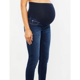 Motherhood Maternity Women's Repreve Sustainable Over The Belly Skinny Denim Maternity Jeans Indigo Blue, Light Wash, Extra Large