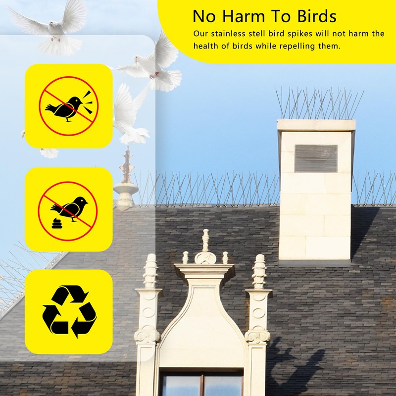 KOKMEYA Bird Spikes 9.84FT, 304 Stainless Steel Bird Deterrents Spikes