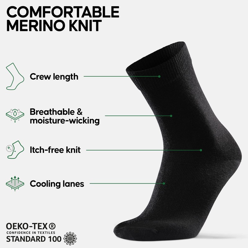 DANISH ENDURANCE Merino Wool Socks Mens, Moisture Wicking Dress Socks,