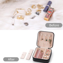 UJHAW Travel Jewelry Case, Jewelry Organizer Box, Jewelry Organizer Jewelry Travel Organizer Small Jewelry Organizer Ring Organizer Necklace Organizer Earring Organizer Box - Black