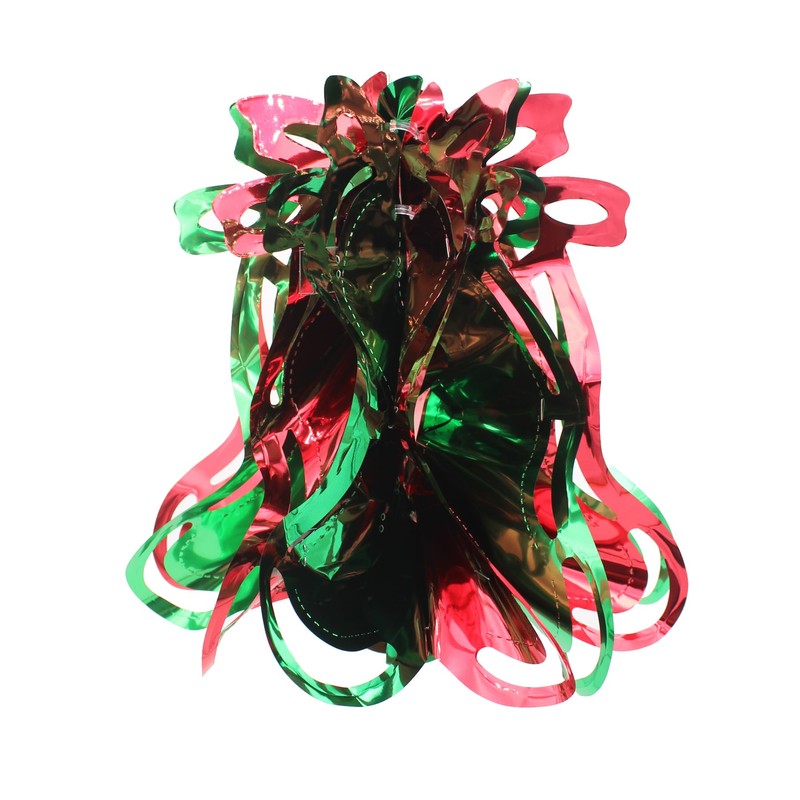 Foil Ceiling Decorations Green/Red Christmas 2 Tone - Set 4