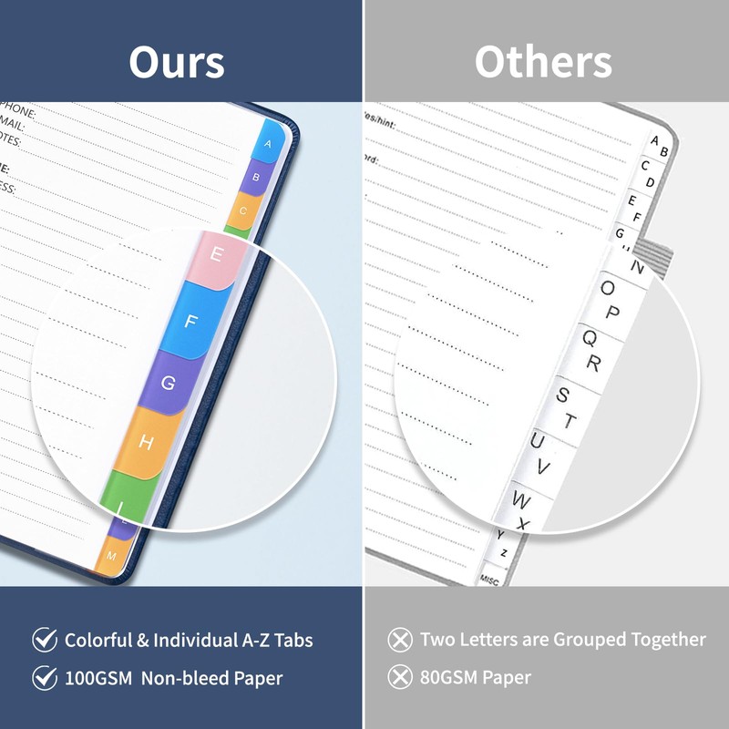 Address Book with Alphabetical Tabs-Address and Password Book for Seniors