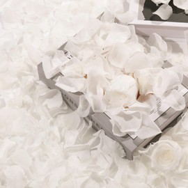 Dried Real Rose Petals, Natural Preserved Dry Flower Petals for Wedding Party Dinner Table Decor, Romantic Night for Her Set, Engagement, Bridal Shower, Valentine's Day, Confetti (3oz, White)