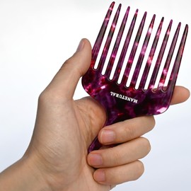 MANETURAL 14MX Long-Tooth Comb/Afro Hair Lift Combs for Women's Curls and Men's Beards - Hand-Made, Hand-Crafted Beauty for Effortless Styling (White purple, 2 PACK)