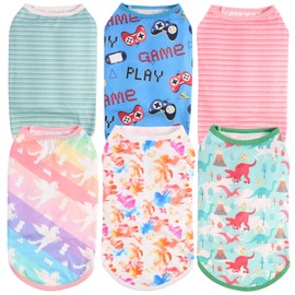 Cute Cartoon Style Dog Shirt Featuring Pets, Soft and Comfortable Fabric, Dog Clothes T Shirt Vest Soft for Small Medium Dogs Cats (6pcs, S)