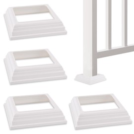 4pcs 4x4 Inches Split Fence Post Skirt, Vinyl Post Skirt Pos-t Base Cove-r Column Wrap Sleeve Trim for Porch Deck Stairs Rails(Color:White)