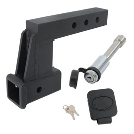 Silscvtt 2 Inch Receiver Adjustable Trailer Dual Hitch Extension 6 Inch Riser and Drop 2 Inch Solid Shank 10000 Pounds Capacity with Hitch Lock Matte Black Powder Coated