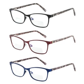 SUNAMOY Bifocal Reading Glasses Women Cateye Blue Light Blocking Reader Stylish Clear Upper Computer Designer Small Frame Cute Ladies Cheater Red Eyeglasses Fashion Lined Metal Farsighted Eyewear 1.75