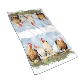 Dujiea Domestic Chicken and Roosters Kitchen Dish Towels Decorative Hand Towels Absorbent Microfiber Towel Multipurpose for Bathroom Hotel Gym Spa 15 X 27 Inches