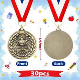 K1tpde Award Medals with Neck - 30PCS Graduation Bronze Winner Medals Bulk Prizes for Kids Spelling Excellence Trophy Award Prize Gifts for Adults and Students Academic Competitions, Tournaments