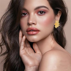 Flower Stud Earrings for Women Girls Exaggerated Oversized Boho Daisy Flower Floral Earrings Chic Flower Petal with Gold Bud, Great for Sister, Mom, Lover and Friends Statement Jewelry (Gold)