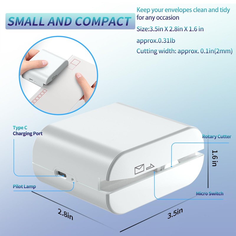 Rechargeable Electric Letter Opener - Automatic Letter Opener Envelope Slitter,