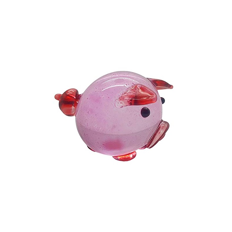 VIE Naturals Hand Blown Glass Sculpture, Round Pig