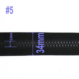 Leekayer 4PCS #5 25 Inch Zippers for Sewing Coats Jacket 63.5CM Separating Zipper Black Molded Resin Plastic Zippers Bulk (25" 4pcs)