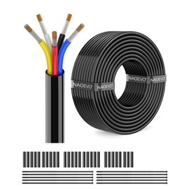 NAOEVO 14 Gauge Wire 5 Conductor Electrical Wire, 14 AWG Stranded PVC Cord, 12V Low Voltage/Tinned Copper/Flexible Cable for Automotive Wiring, Lamp Cord, Marine Cable (50FT)
