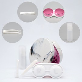 Vastsoon Contact Lens Case, Portable Cute Eye Contacts Colored Lenses Applicator Remover Tool Kit with Mirror Solution Bottle for Travel Daily Outdoor (Rose)