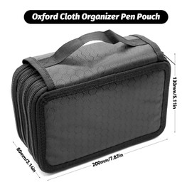 PWGHWG Pencil Case Large 72 Slots Pencil Case Large Capacity Pencil Case 4 Compartments with Zip Carry Handle Pen Case Large for Coloured Pencils, Markers, Ballpoint Pens (Black), Black 2, simplicity