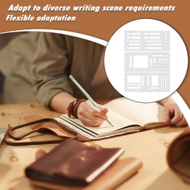 3PCS Planner Stencils Templates Set, Handmade Flexible Record Template, Lexible Journal Calendar Stencil for Dot Grid Planners, Versatile Drawing Template Kit for Journaling, Checklists, Boxes, Lines