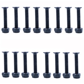 ANCLLO 16pcs 35mm Skateboard Screws Longboard Hardware Set Skate Bridge Nail Truck Screws Nuts for Replacement Black