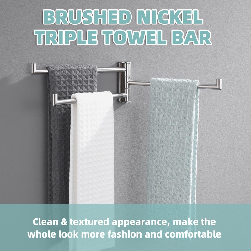 APLusee Brushed Nickel Swivel Towel Rack, 304 Stainless Steel Foldable