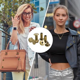 Chicago Binding Screws, Pack of 110 Chicago Screws, M5 x 4/5/6/8/10/12 mm Book Screws, Screw Rivets for DIY Leather Decoration, Bags, Craft, Collar, Harness, Luggage, Purse (Bronze)