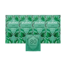 Pukka Herbs | Mint Matcha Green Organic Herbal Tea | Peppermint, Spearmint and Matcha Powder | Perfect For Everyday Vitality | 4 packs | 80 Sachets