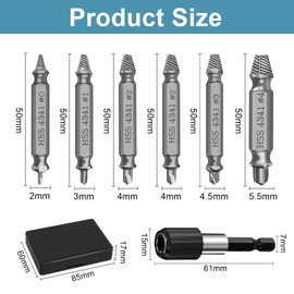 Screw Extractor Set, 6 Pieces Screw Extractor with Magnetic Bit Holder, Damaged Screw Remover Extractor Set with Socket Adapter for Damaged Screws