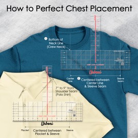 (2-Adult Sizes) Left Chest Logo Placement Tool - Tshirt Ruler Guide Vinyl Alignment Pocket, T-Shirt Measurement Tool, Embroidery Placement Guide, Shirt Ruler, Shirt Alignment for Heat Press