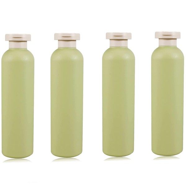 Finduat 4 botellas de 8.8 onzas con tapa abatible, botellas de viaje de plástico recargables para cremas, loción, champú, acondicionador