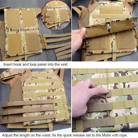Aekvinks Tactical MOLLE Vest Quick Release Cummerbund Plate Carrier Buckle Skeletal Mesh Cummerbund Mounting Strap Side Belt for JPC XPC AVS NCPC CPC 6094 419 420 Vest(Black Set)