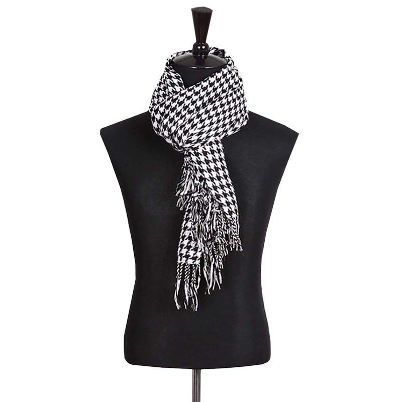 CHROME CRANE MF002 Scarf, Houndstooth Pattern, Knit, Cold Protection, Casual