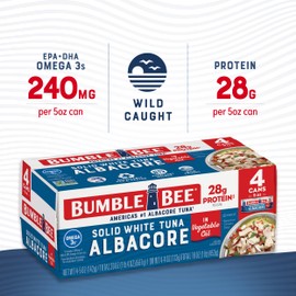 Bumble Bee Solid White Albacore Tuna in Oil, 5 Ounce (Pack of 4)