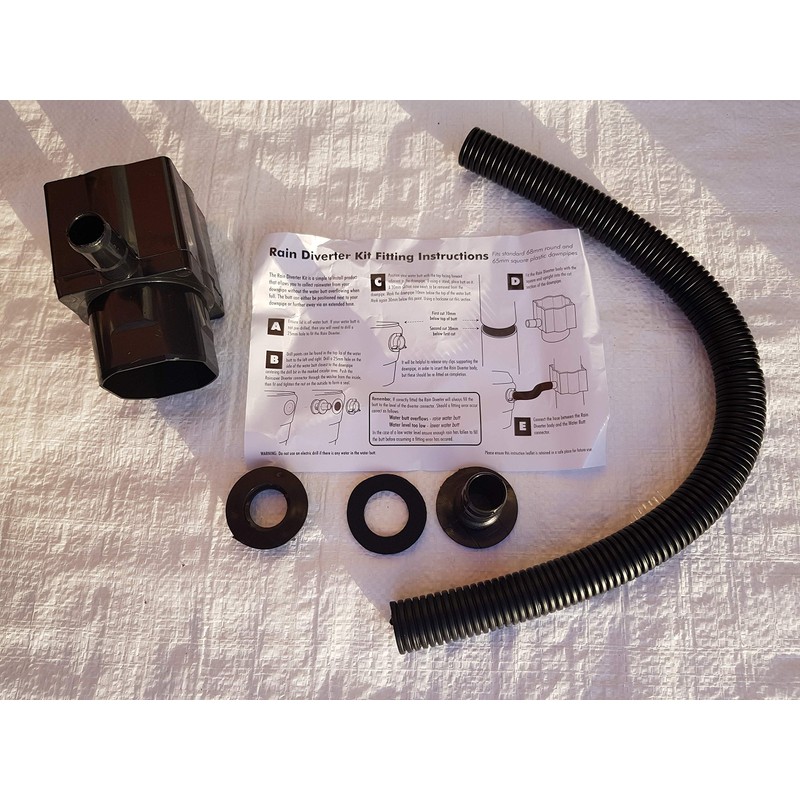 Water Butt Diverter Kit fits both Round and Square Downpipes