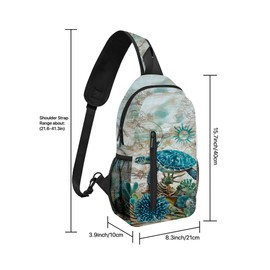 wiuurs Sea Turtle Sling Bag Travel Sling Backpack Lightweight Chest Daypack with Adjustable Strap for Women Sports Running Hiking