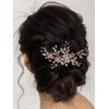 SWEETV Light Rose Gold Wedding Clip Rhinestone Bridal Comb Barrette