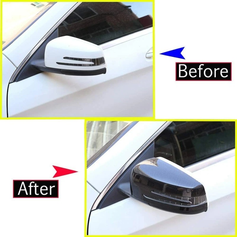 car-attention Carbon Fiber Rearview Mirror Cover Frame Cap For Benz