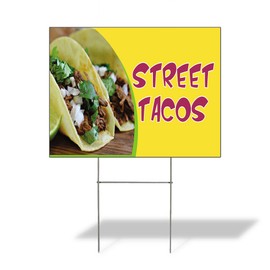 Weatherproof Yard Sign Street Tacos Outdoor Advertising Printing B Yellow Lawn Garden 18x12 Inches 1 Side Print