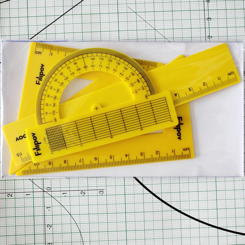 Geometry Set of 4, Drawing Set Triangle 45°/125 cm, Triangle