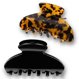 FSMILING 2 Stück Haarklammer Groß Haarspangen Damen Große Haarklammer SchwarzAcetat Haarklauenclip Haargreifer Haarkrallen Für Dickes Dünnes Haar