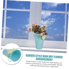 KONTONTY Rustic Iron Home Decor Flower Pot Decorative Vase Easy Flower Placement