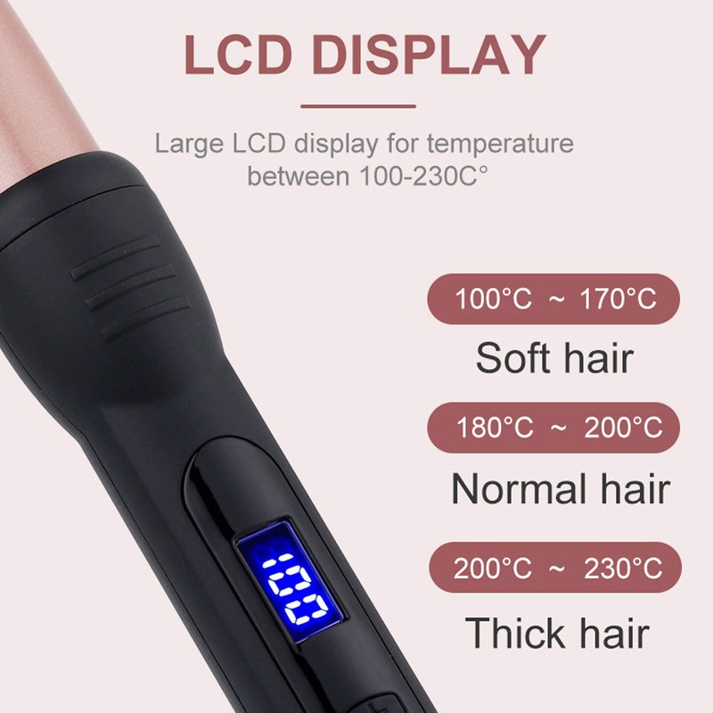 Hair Curler Electric LCD Ceramic Hair Curling Wand Rod Cone