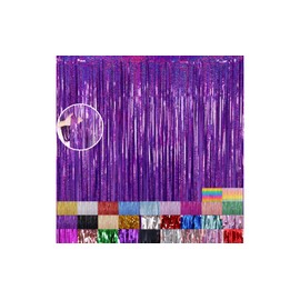 ツムダオ タッセルカーテン キラキラ ２個セット 背景デコレーション 誕生日 飾り付け ハロウィン ハッピーバースデーパーティーグッズ 壁飾り 装飾 推し活 (ラメパープル)