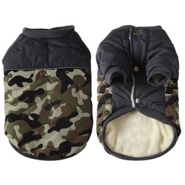 Vecomfy Fleece Lining Warm Dog Coats for Small Dogs Waterproof Puppy Jacket with Front Legs for Winter Green Camo XS