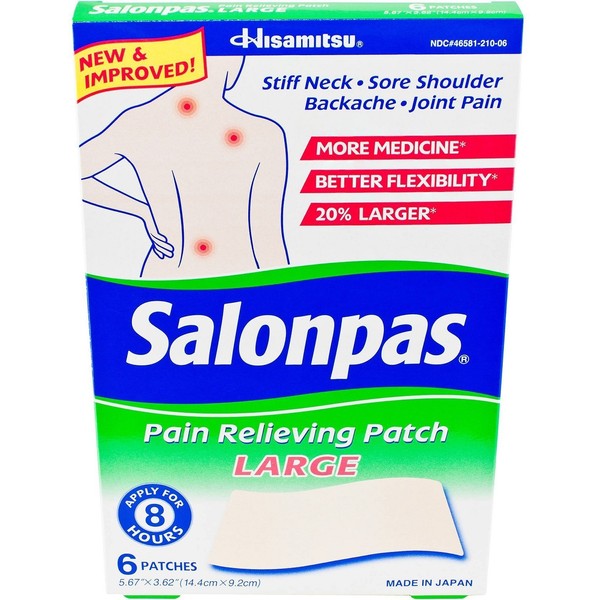 Salonpas Pain Relief Patch Large, 6 Count, Pack of 4